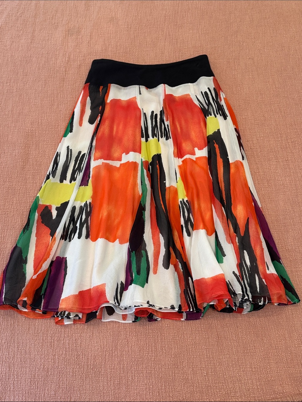 Silk medium petite wm’s Abstract A-Line Skirt with wide cotton Waistband